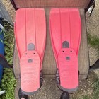 Cressi Frog Open Heel Adjustable Strap Scuba Diving Fins Pair Red gray