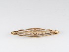14k Gold Vintage Diamond Filigree Bar Pin Art Deco Elongated Long Brooch V1272