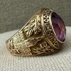 1948 10k Solid Gold Purple Gemstone Roman Catholic High School Class Ring- 9 75