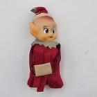 Vintage Christmas Knee Hugger Elf Pixie Red Felt Ornament Doll Shelf Toy