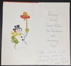 Vintage Greeting Card Christmas 1950s Snowman Snowmen Candy Canes