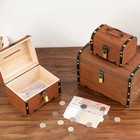 1 Set Vintage Treasure Storage Box Wooden Treasure Chest With Lock Piggy Bank
