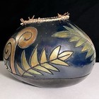 Hawaiian Gourd Incised   Painted By Jelena Clay From Hilo   9x6 Inches   Signed 