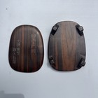 Vintage Chinese Carved Green Stone Scholar Inkstone Calligraphy Tablet Wood Stan