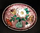 Antique French Enamel Floral Brooch Flower Bouquet Pin Limoges Art Nouveau Vtg