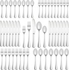50 Piece Silverware Set Service For 10  Stainless Steel Flatware Set mirror P   