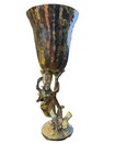Vintage Ornate Mermaid Metal Goblet   Fantasy Art Nouveau Style