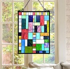 Tiffany Style Stained Glass Mission Hanging Window Panel Suncatcher 24 X 18 In