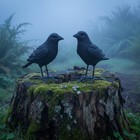 2 Pieces Halloween Crow Ornament Set Lifelike Realistic Crow Figurine For Garden