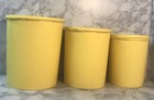 Tupperware Canisters Set Of 3 Vintage Yellow 8    7    6    Plastic Retro Servalier