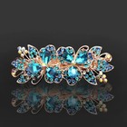 Rhinestone Flower Barrette Spring Hair Clip Crystal Metal Horsetail Ponytail Pin