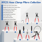 10pc Hose Clamp Clip Remover Pliers Wire Long Reach Kit Fuel Oil Water Hose Tool