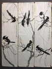 Chinese Old Calligraphy Painting  xu Beihong Flowers Bird  Painting Screen 6059