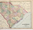 1907  South Carolina - Map Original Large  20x13  Railroads  Counties Townships
