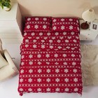  Soft Microfiber Sheets  Print Snowflake Pattern King Red  white Snowflake