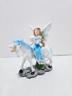 5-inch-tall Fairy Riding A White   Blue Unicorn Mythical Fantasy Figurine