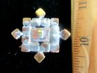 Gorgeous Czech Vintage Glass Rhinestone Button   White Frosted W c Amber