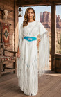 Women Native American Western Suede Leather Long Wedding Dress Powwow Regalia