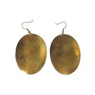 Vintage Sun Sunburst Earrings Brass And Black Oval Boho Pierced Dangle Large 2 