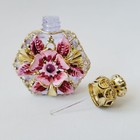 Art Deco Czech Bottle For Perfume Gold Tone Filigree Purple Czech Glass Vial