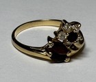 Vtg Yellow Gold Ring Ruby And Diamond Flower Size 7 5 Unmarked   Untested