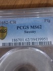 1652 Pcgs Graded Saxony Pfennig Unc Ms 62 Ultra Rare  None Graded Higher  