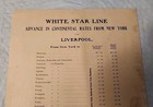 September 21  1904 White Star Line Cruise Ship Rates Fare Price Sheet