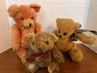 Vintage Mohair Teddy Bears Lot Of 3 Small Jointed Glass Eyes - England Japan