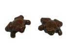  Set Of Two Small Ceramic Frog Statues One Signed 