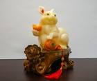 Vintage Chinese Feng Shui Zodiac Rabbit Fortune Blessing Resin Statue - 11  Tall