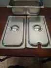  Pre-owned Stainless Steel Steam Table Pans With 2 Lids Ea  7    X 12 75    L X 4    
