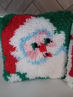 Set Of 3 Vintage 70s  Small Latch Hook Christmas Pillows Santa Noel Homemade 