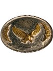 Western Eagle Belt Buckle Two Tone Gold   Silver Oval Cowboy 3    Usa Vintage