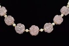 Lee Sands Carved Rose Collar Necklace Beaded Quartz Milk Pink White Signed Binbh