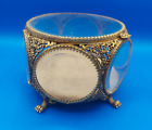 6  Vintage Gold Ormolu Jewelry Trinket Casket Box Dresser Filigree Beveled Glass
