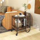Bar Cart  2-tier Home Coffee Bar Serving Cart With Wine Rack For Wine Liquor    