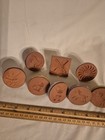 Lot Of 8 Vintage Rycraft Glazed Clay Cookie Stamps - Folk Art Designs 