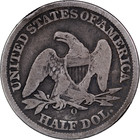 1858-o 50c Seated Liberty Half Dollar   Good Details