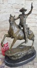 Cowboy On Horse Waving Pistol - Western Theme Bronze Sculpture Statue Art Decor