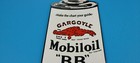 Vintage Mobil Gasoline Porcelain  bb  Gas Service Station Can Pump Gargoyle Sign