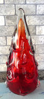 12 5  Luke Adams Red Sommerso Art Glass  snow Drift  Tree Figurine