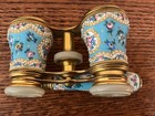 Antique Lemaire Paris Opera Glasses Sky Blue Enamel Floral Handle Chardmeyer