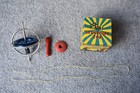 Vintage 1955 Steven Pixie Gyroscope Spinning Top Toy Blue Metal W box Instructio