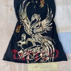 Vtg Y2k Ed Hardy Christian Audigier Rhinestone Metallic Mini Halter Dress Top Xs