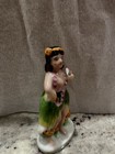Vintage Hawaii 4  Ceramic Hula Girl Figurine - Figure Lei Luau Occupied Japan