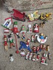 Vintage Christmas Tree Ornaments Lot Of 30 Wooden Mixed Assorted Hand Painted