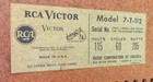 Vintage 7-t-112 Rca Victor Deluxe  Wood Console Vintage Tv Parts repairs  1951