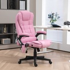 Heated 6-point Massage Office Chair Linen High Back Reclining Pink