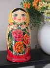 Large Vintage Russian Nesting Dolls Set Of 9 Hand Painted  Roses