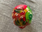 Hand-painted Mexican Ceramic Skull Folk Art Red Fruit Pattern Decorative 3 